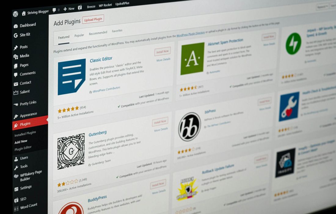 Wordpress dashboard