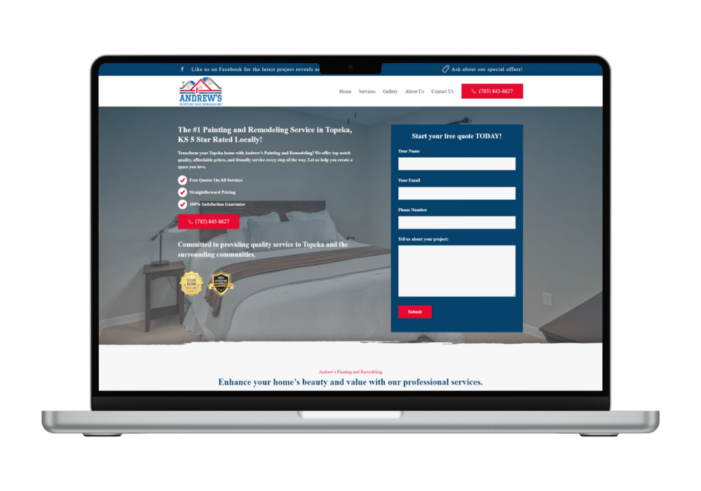 Laptop with Andrews Painting and Remodeling website